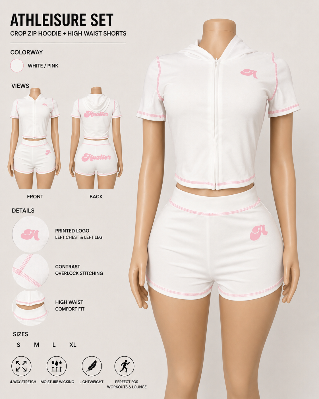 WHITE & PINK LINE SET